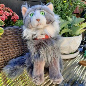 F.A.O. By Toys R Us Fluffy Long Haired Grey Cat Stuffed Plush 12 Inch 2015